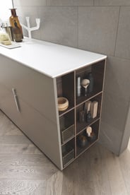 Urban Freestanding vanity with open side shelf storage