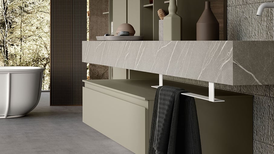 Urban countertop with towel rail