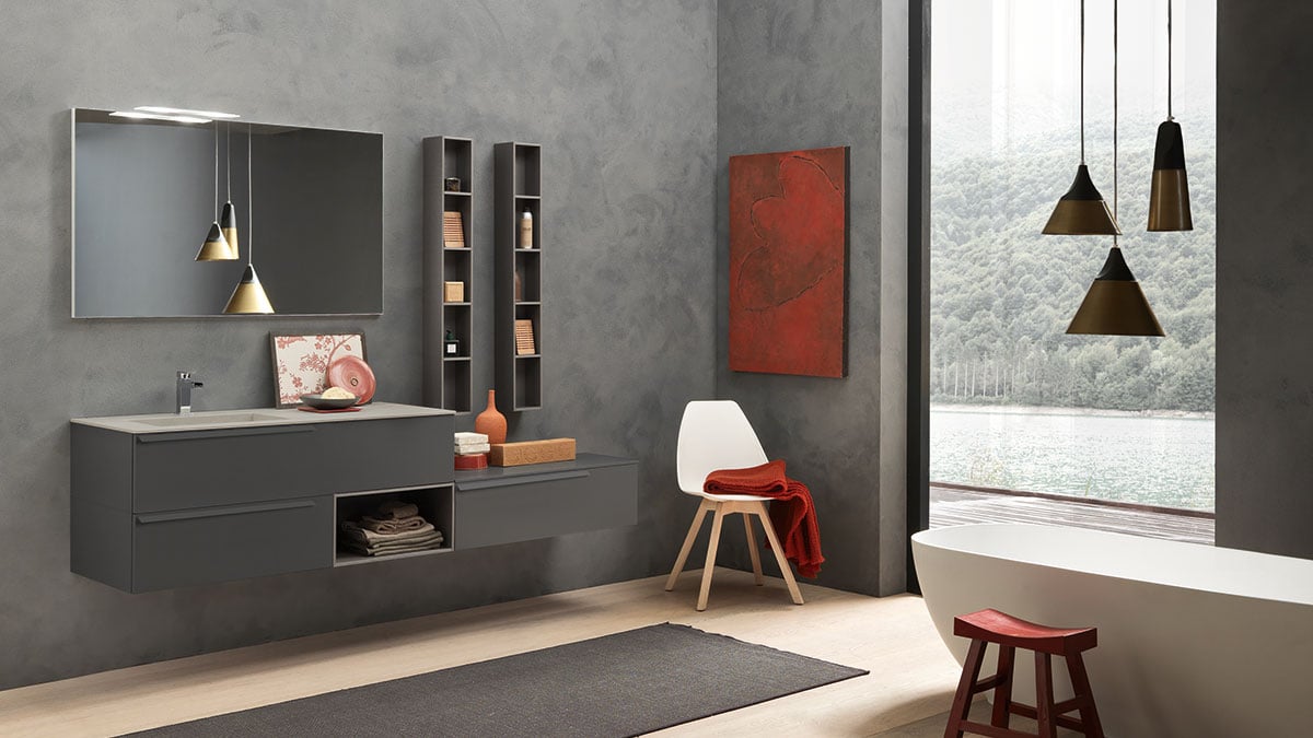 Urban LowHeight vanity with open shelf storage