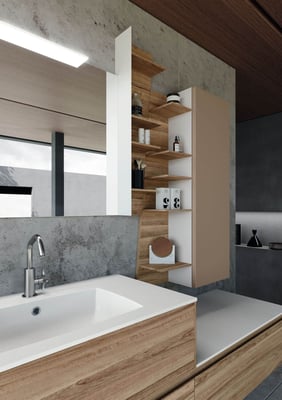 Modern bathroom vanity and wall storage