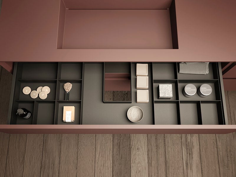 Urban vanity interior drawer details