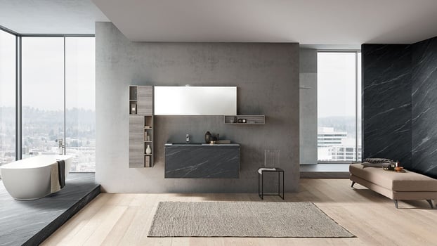 Urban standard height marble-look bathroom vanity