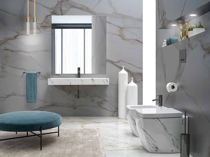 White marble matching bathroom