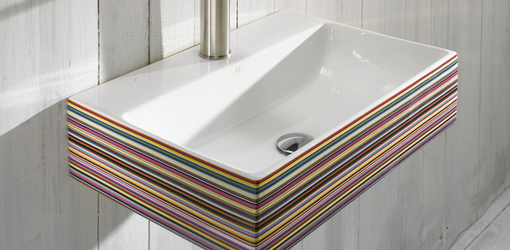 rectangular basin with rainbow finish