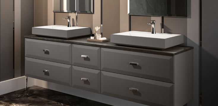 Luxurious double vessels on bathroom vanity