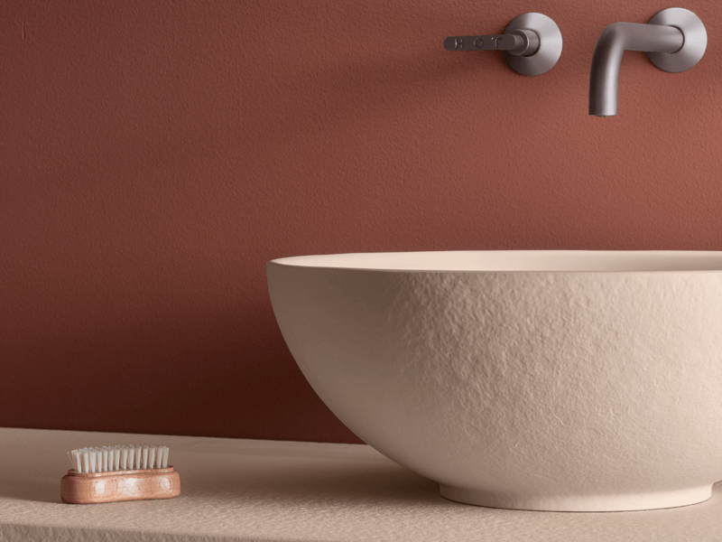 Stone-look textured bathroom vessel sink