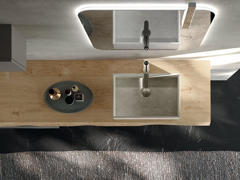 Concrete-look bathroom vanity vessel sink