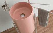 Pink Pedestal Sink with Accessories