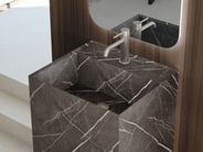 marble-look rectangular pedestal sink
