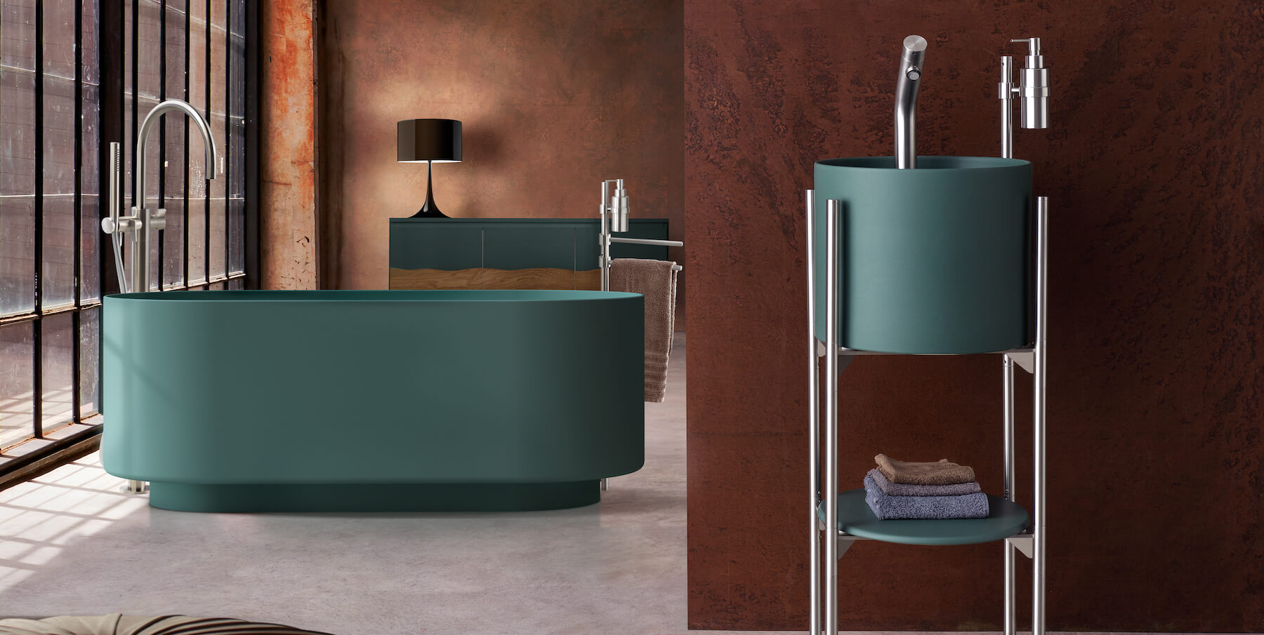Poli luxury freestanding bathtub in green