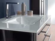 Luxury Glass counter and integrated Sink in opaque white