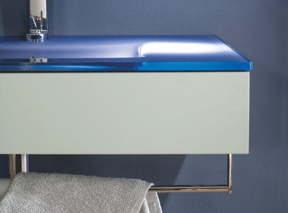 blue glass bathroom countertop