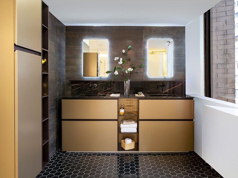 Marble luxury bathroom countertop with double basin