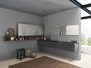 Horizontal bathroom wall storage matching with vanity