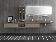 Low height bathroom vanity with offset countertop