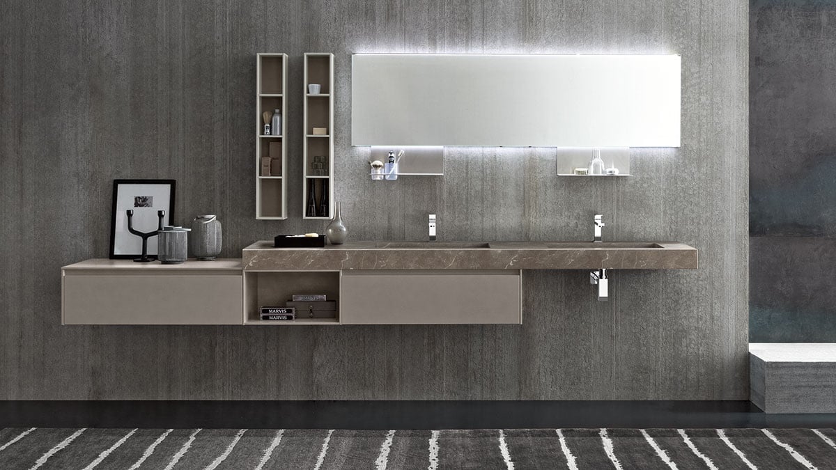 Urban low height vanity with bathroom countertop