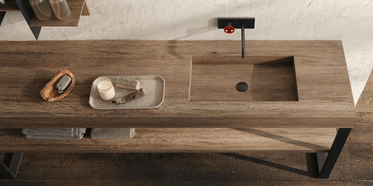 Wood-look HPL countertop with sink