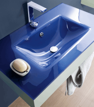 Luxury Blue Glass Bathroom Sink with Integrated Basin