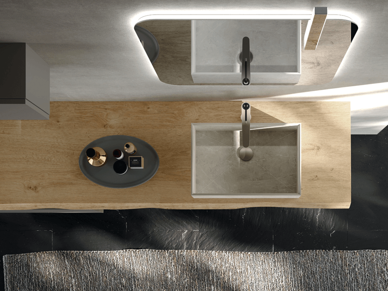Luxury bathroom countertop with sink and mirror