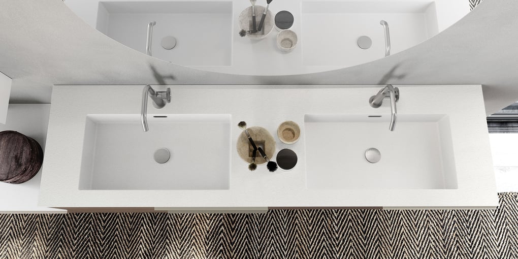 Luxury double basin white bathroom sink