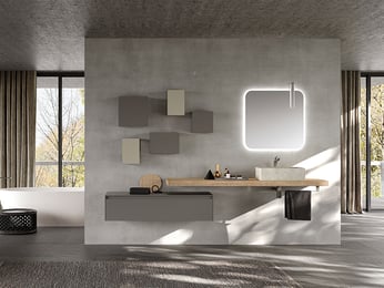 Live-edge bathroom vanity countertop with vessel sink