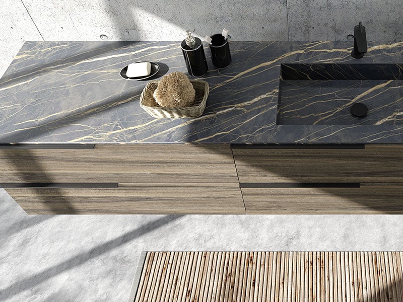 Porcelain gray marble-look countertop