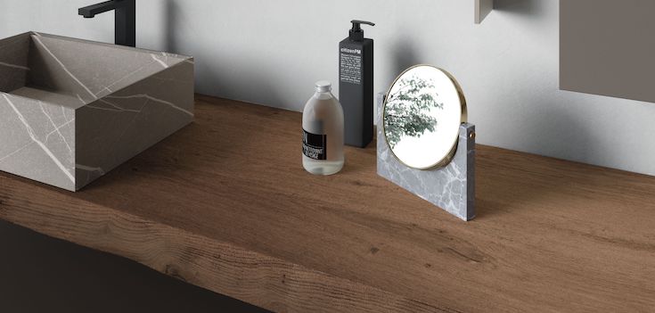 live-edge luxury bathroom countertop with vessel