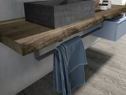 towel rail on live-edge bathroom countertop