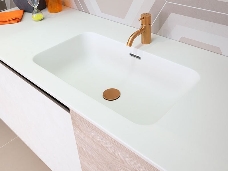 solid-surface bathroom countertop in white