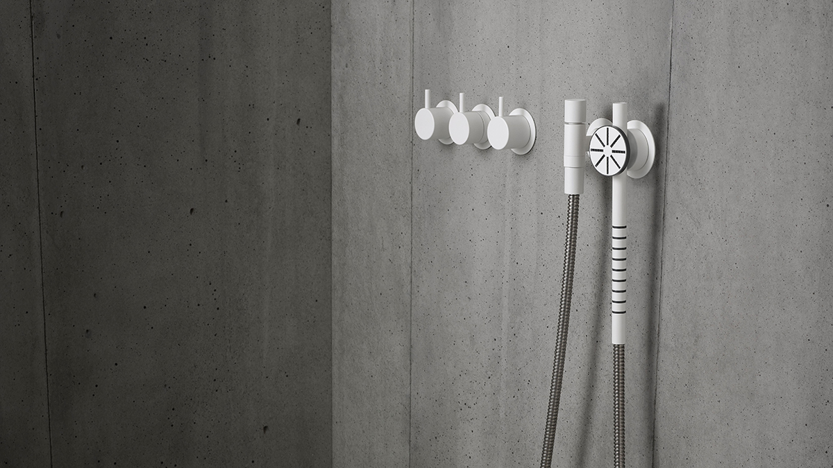 Matte white modern VOLA shower system