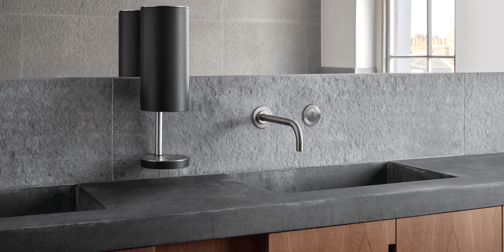 Modern hands-free faucet and hand sanitizer