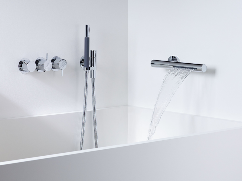 wall-mounted VOLA tub filler with hand shower