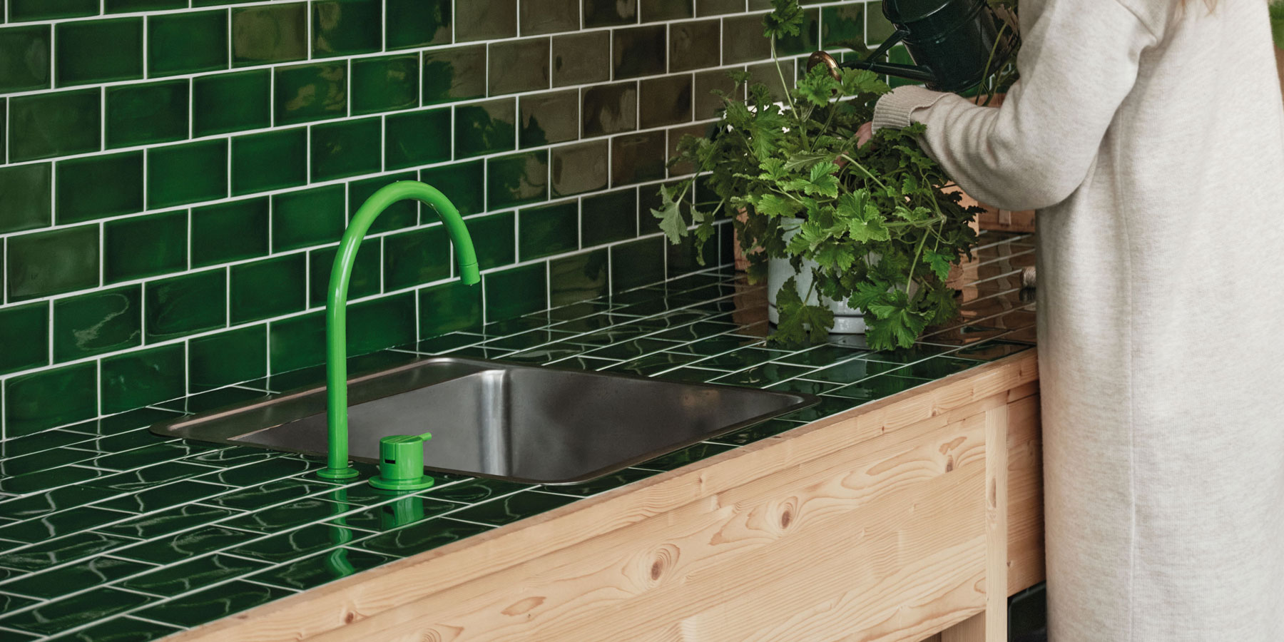 Green VOLA kitchen faucet