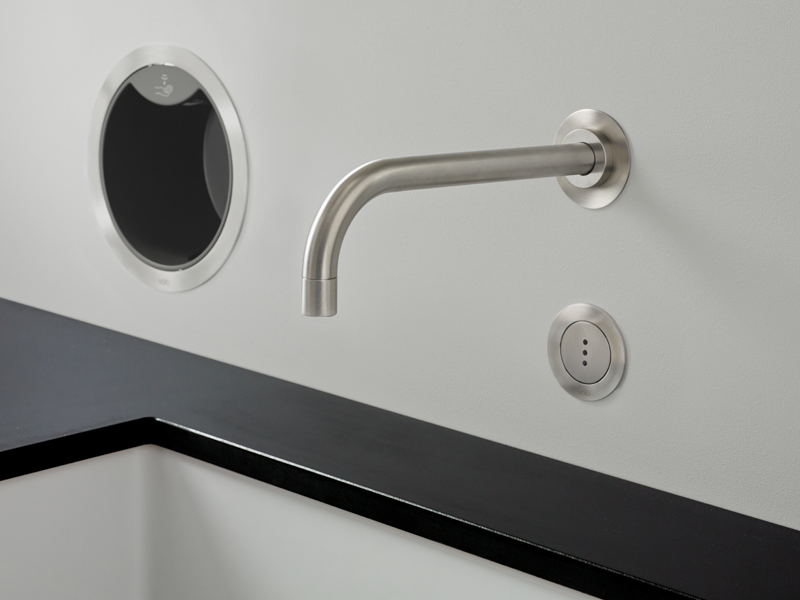 Wall-mount chrome VOLA hands-free faucet