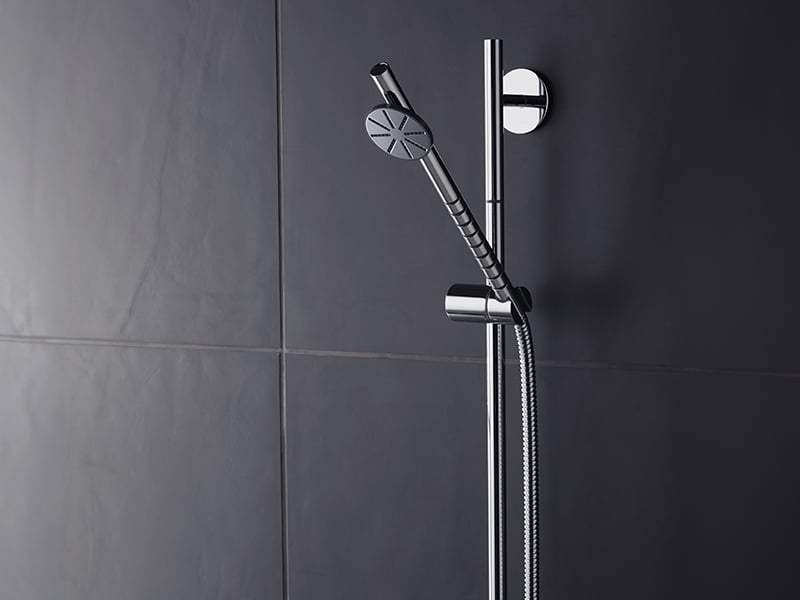 An adjustable chrome VOLA showerhead