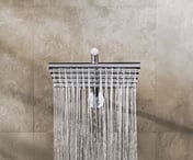 A flat, square shower head