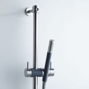 A matte black adjustable height hand sprayer/shower head