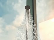 Closeup of a hand-held VOLA shower head