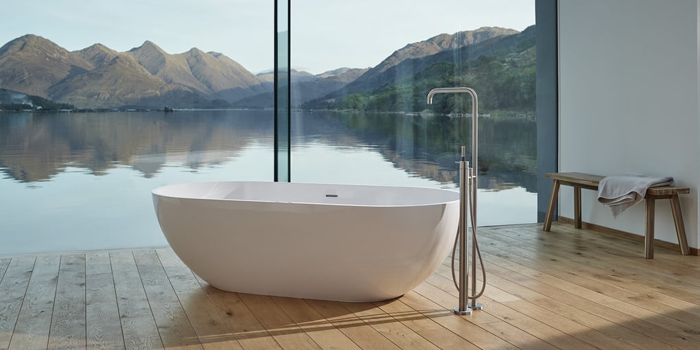 a freestanding floor-mounted vola tub filler