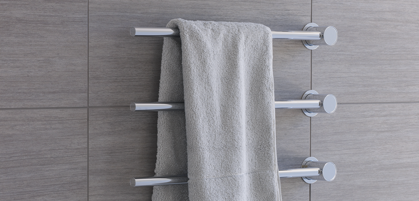 Chrome towel warmers with towel