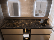 Double rectangular backlit bathroom mirrors