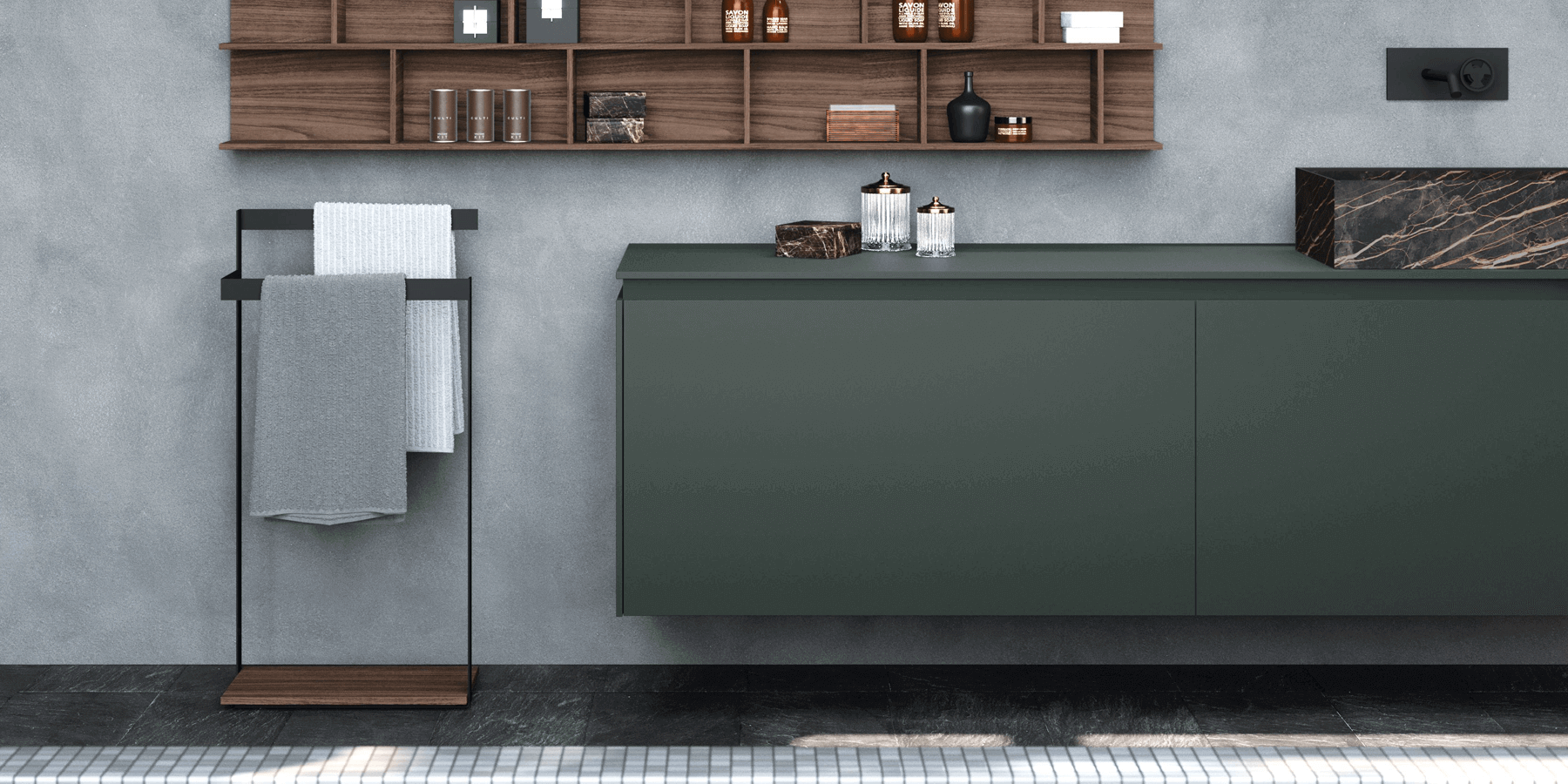 Luxury towel rail in a high-end bathroom