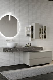 High-end bathroom countertop and storage