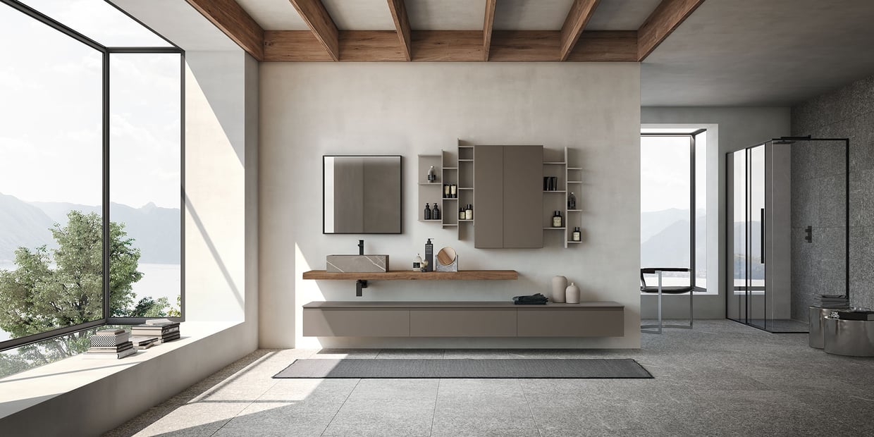 Open and closed bathroom storage solutions