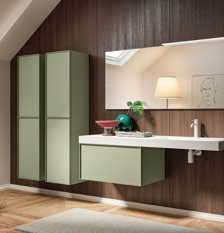 Two closed cabinet modern bathroom storage cabinets