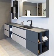 Bathroom vanity with cube storage on the side