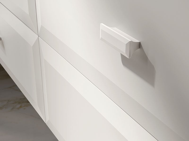 White cabinet handle detail
