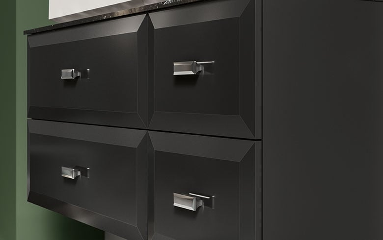 Beveled storage cabinets detail
