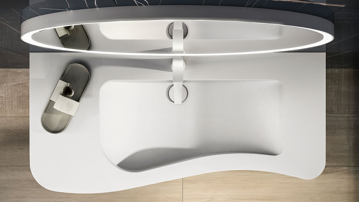 White wavy basin from Onda collection