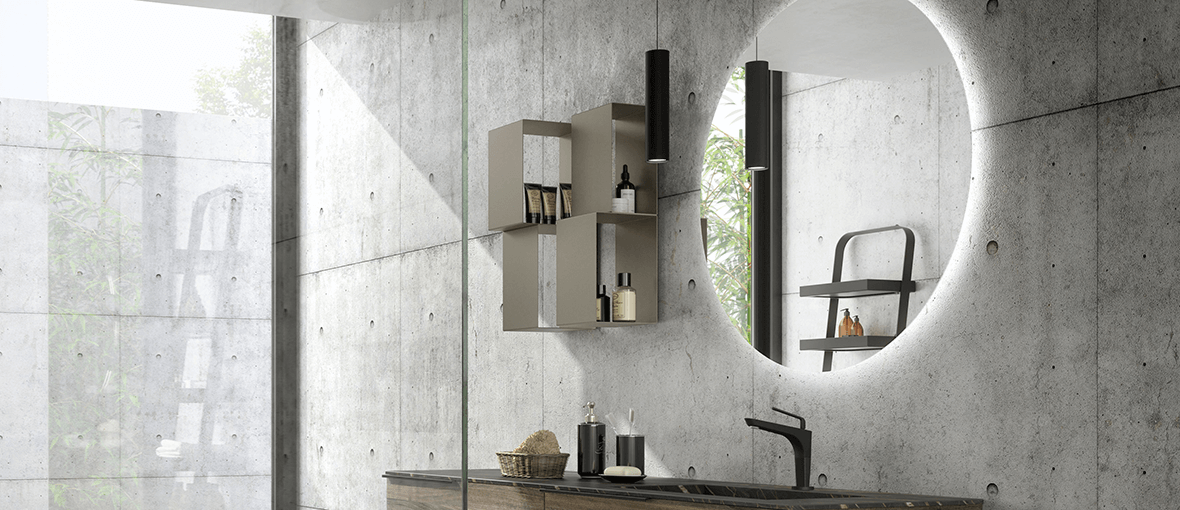 Semi-concealed wall-mount bathroom storage cubes